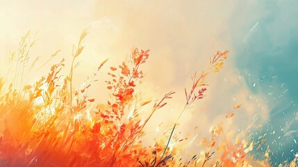 Abstract Summer Background with Warm Colors and Gentle Lines