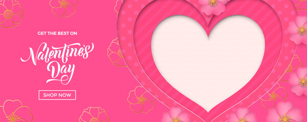 Valentine's Day banner design. Vector promo banner for sale
