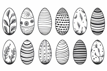 Easter eggs sketch line arrangement.