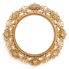 Vintage circle frame golden photo round.