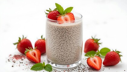 Delicious Strawberry Chia Seed Pudding in a Glass