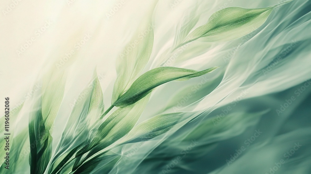 Poster abstract fresh green background with delicate spring elements