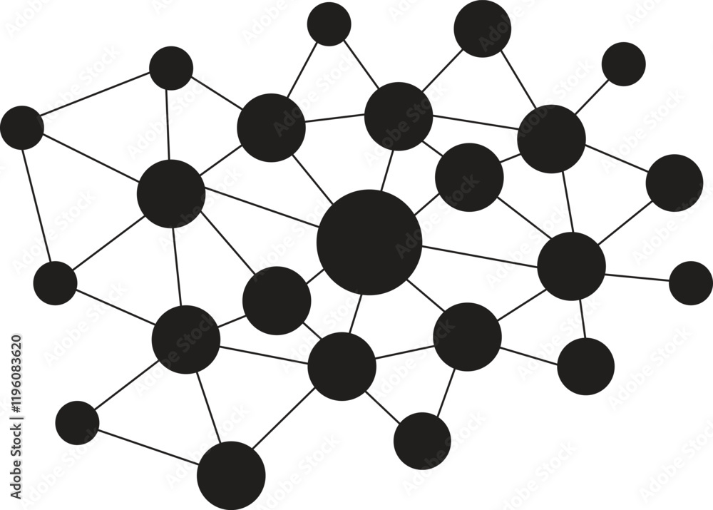 Poster abstract social network connection. connecting network tech ai element isolated on white background