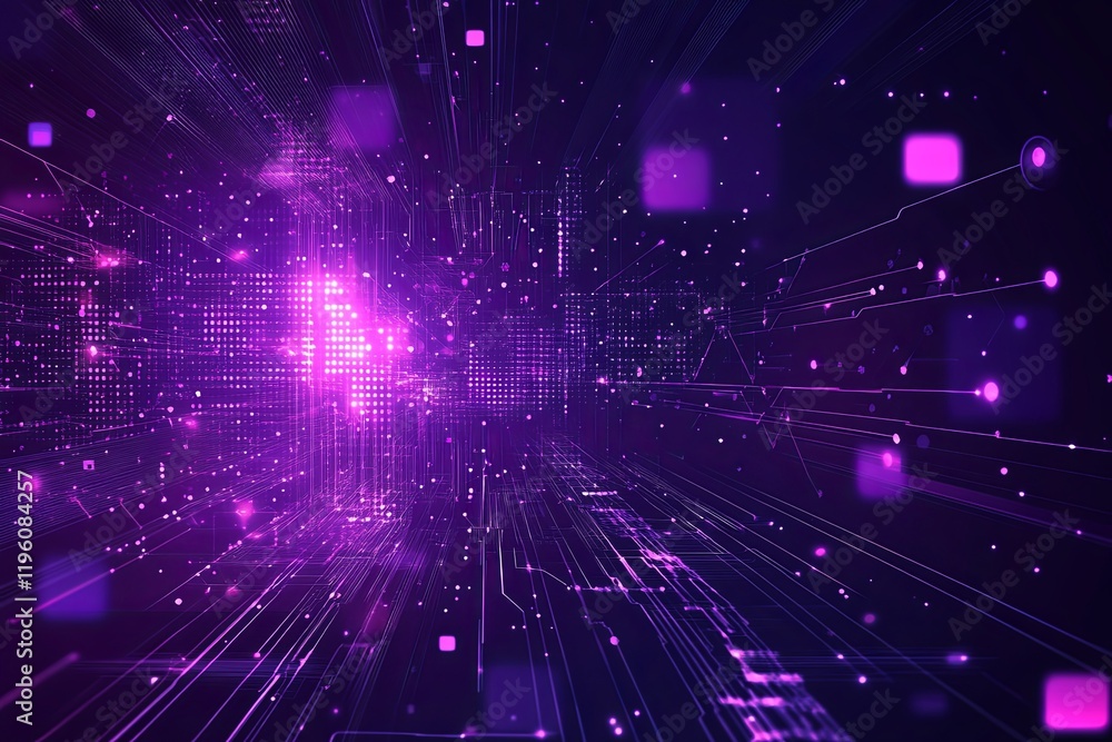 Poster colorful digital abstract background with glowing particles and lines creating a futuristic atmosphe