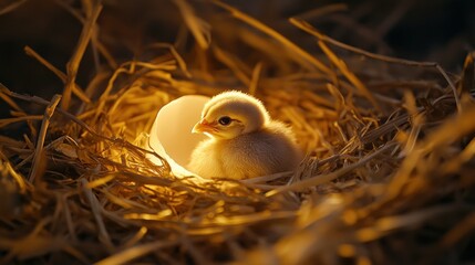 Newborn Chick in Nest