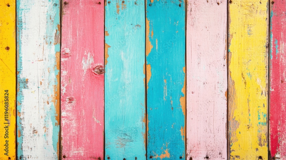 Poster this colorful rustic wood plank wall adds charm and character with its textured surface and unique p