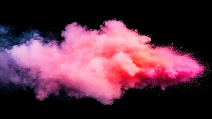 Vibrant cloud of colorful smoke erupts against a dark backdrop, showcasing mesmerizing hues and an abstract swirling pattern