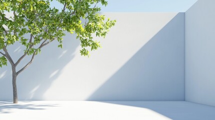 Obraz premium Minimalist Tree and White Wall
