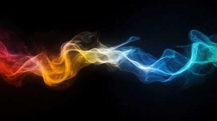 Fototapeta premium Swirling colorful smoke dances across a black background, creating an enchanting display of vibrant hues and ethereal movement