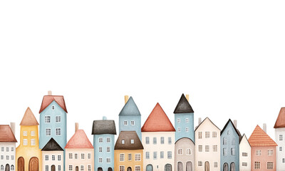 Fototapeta premium Charming collection of colorful houses in various styles and shapes