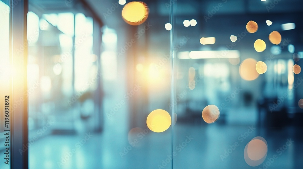 Poster abstract light bokeh effect in a modern open office layout