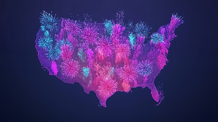 USA Fireworks Celebration: A Digital Map of Independence Day