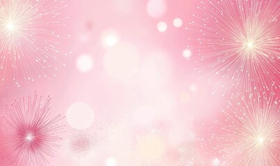 A pink background with fireworks, light and airy, creating an atmosphere of celebration