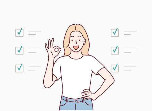 Task checklist, clipboard with to do list checkmark, task management to track work completion. Hand drawn style vector design illustrations.