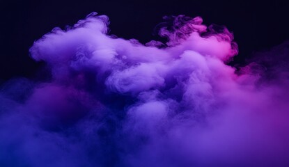 Abstract purple and pink smoke cloud on black background.