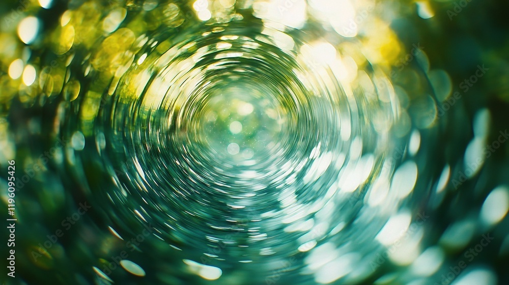 Poster abstract circular green background with bokeh effect evoking spring