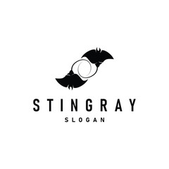 Stingray fish logo ocean animal design simple black manta silhouette illustration