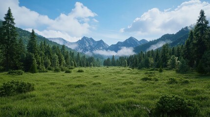 Obraz premium Serene Mountain Valley Landscape