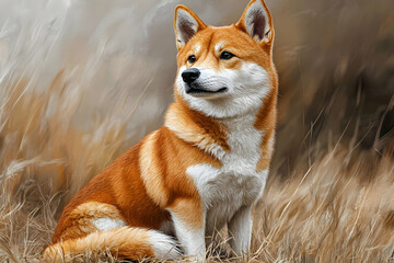 Red Shiba Inu Dog Illustration