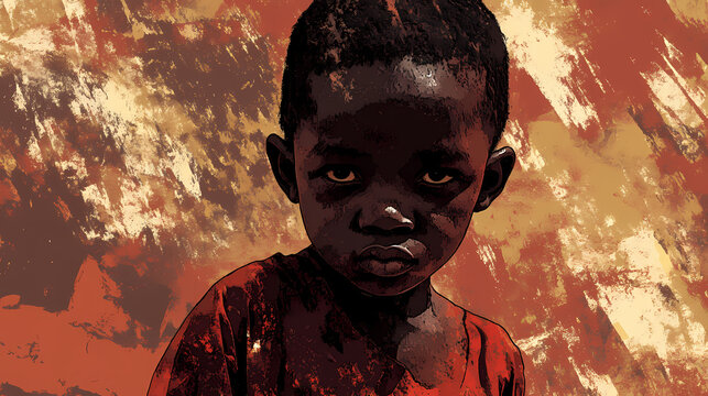 Child starvation and malnutrition in africa illustration, poor african boy, generative ai. starweave. illustration. Starweave. Illustration
