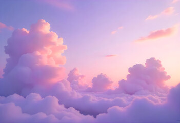 Ethereal Lavender Sky with Fluffy Clouds ai generated