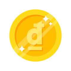 A gold coin icon vector with sparkling details, ideal for representing world currency coins in finance, gaming, or digital applications