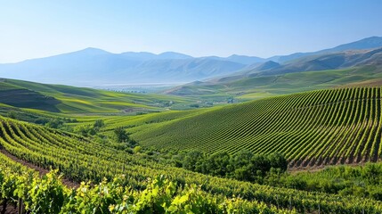 Naklejka premium Sunlit Vineyard Landscape
