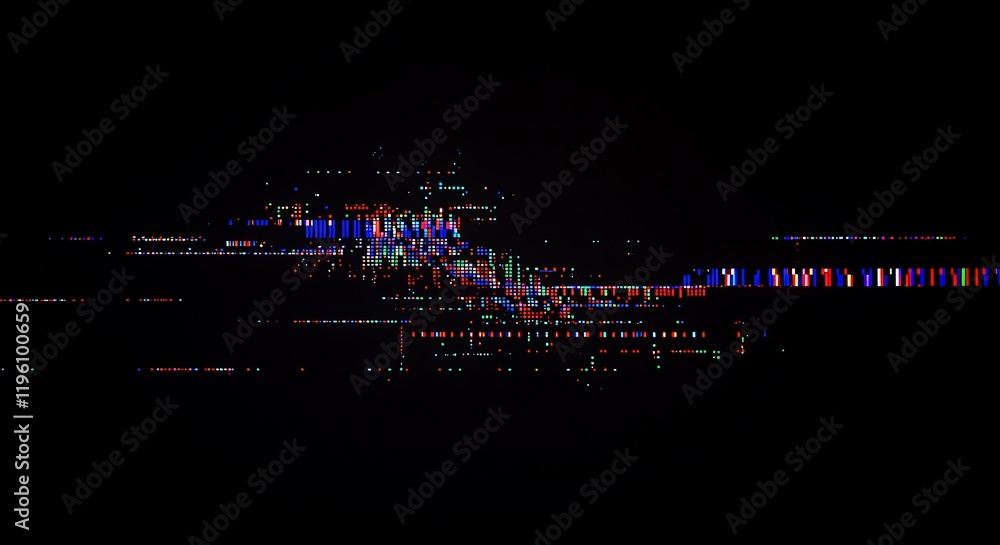 Poster display scratch. monitor defect. changing flickering broken pixels on modern tv surface. deformation