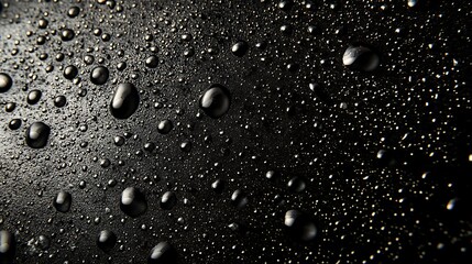 Water Droplets on Black Surface: A Dramatic Macro Photograph