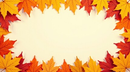 Autumnal foliage frame with blank space for text or design elements perfect for seasonal greetings or announcements