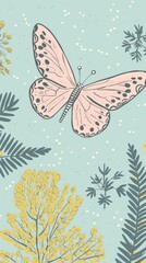 Butterfly pattern drawing sketch.