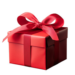 Obraz premium vibrant red gift box with glossy finish and large bow, perfect for celebrations and special occasions. This beautifully wrapped present adds festive touch to any event
