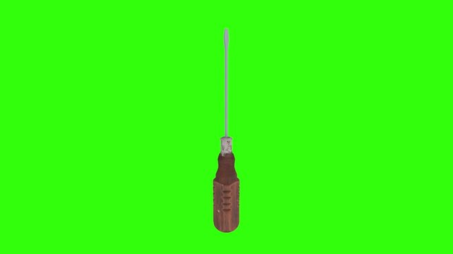 3D rendering of a screwdriver with glowing tip against a green background