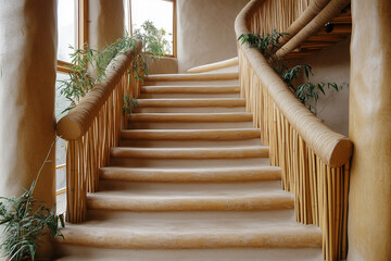 Natural Stairwell in Eco-Friendly Building Showcasing Sustainable Architecture and Design