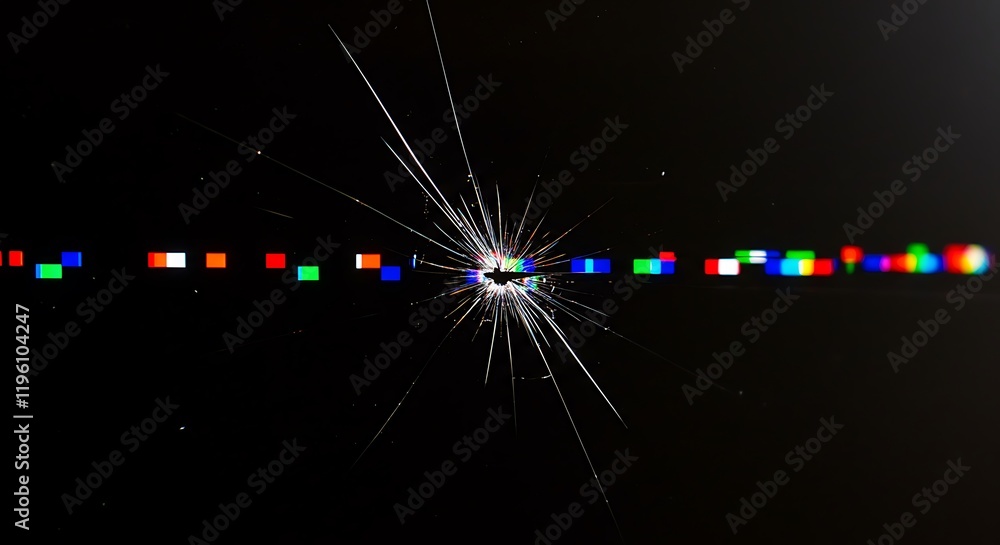 Poster display scratch. monitor defect. changing flickering broken pixels on modern tv surface. deformation