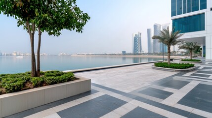 Modern cityscape by the sea