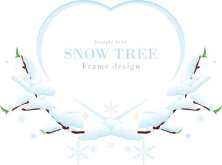 雪が積もる木の枝のフレームシリーズ-01｜冬の雪のベクターイラスト