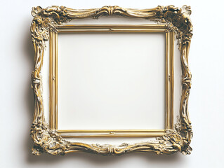 Vintage Style Frame with Elaborate Design on White Background
