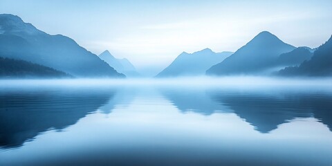 Misty Mountain Lake Reflection: A Serene Landscape