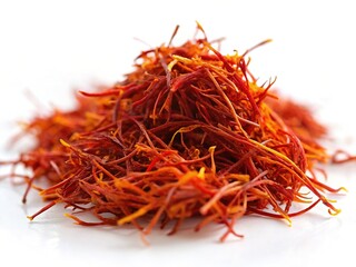 Naklejka premium Santa Maria Saffron Spice - Premium Quality Culinary Ingredient on White Background