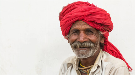 Wise Elder with Benevolent grin, Serenity and Profundity Highlighted by a Pristine White Backdrop