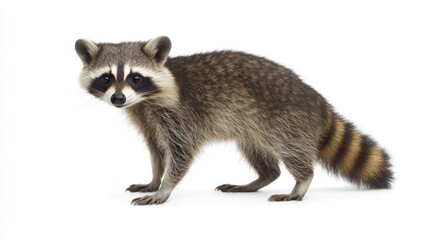 Fototapeta premium Cute Raccoon Standing on White Background