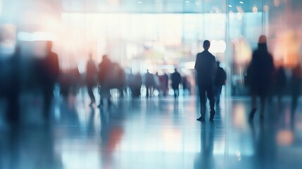 Blurred Background of Business People in Modern Office Setting