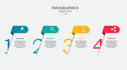 4 data infographics tab paper index template. Vector illustration abstract background. Can be used for workflow layout, business step, banner, web design.