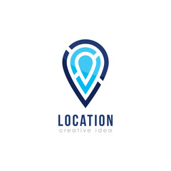 Creative Pin Map Concept Logo Design Template