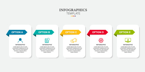 Infographic arrow design with 5 options or steps. for presentations banner, workflow layout, process diagram, flow chart, info graph
