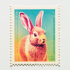 Obraz premium Rabbit Risograph style animal mammal rodent.
