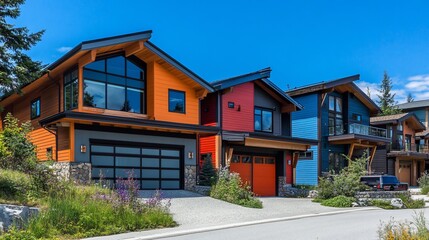 Fototapeta premium Colorful modern houses on a sunny day.