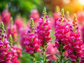 Vibrant Pink Snapdragon Flowers in a Blurred Garden Background - Stunning Nature Photography