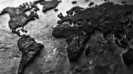 A Dark Embossed World Map: Global Perspective